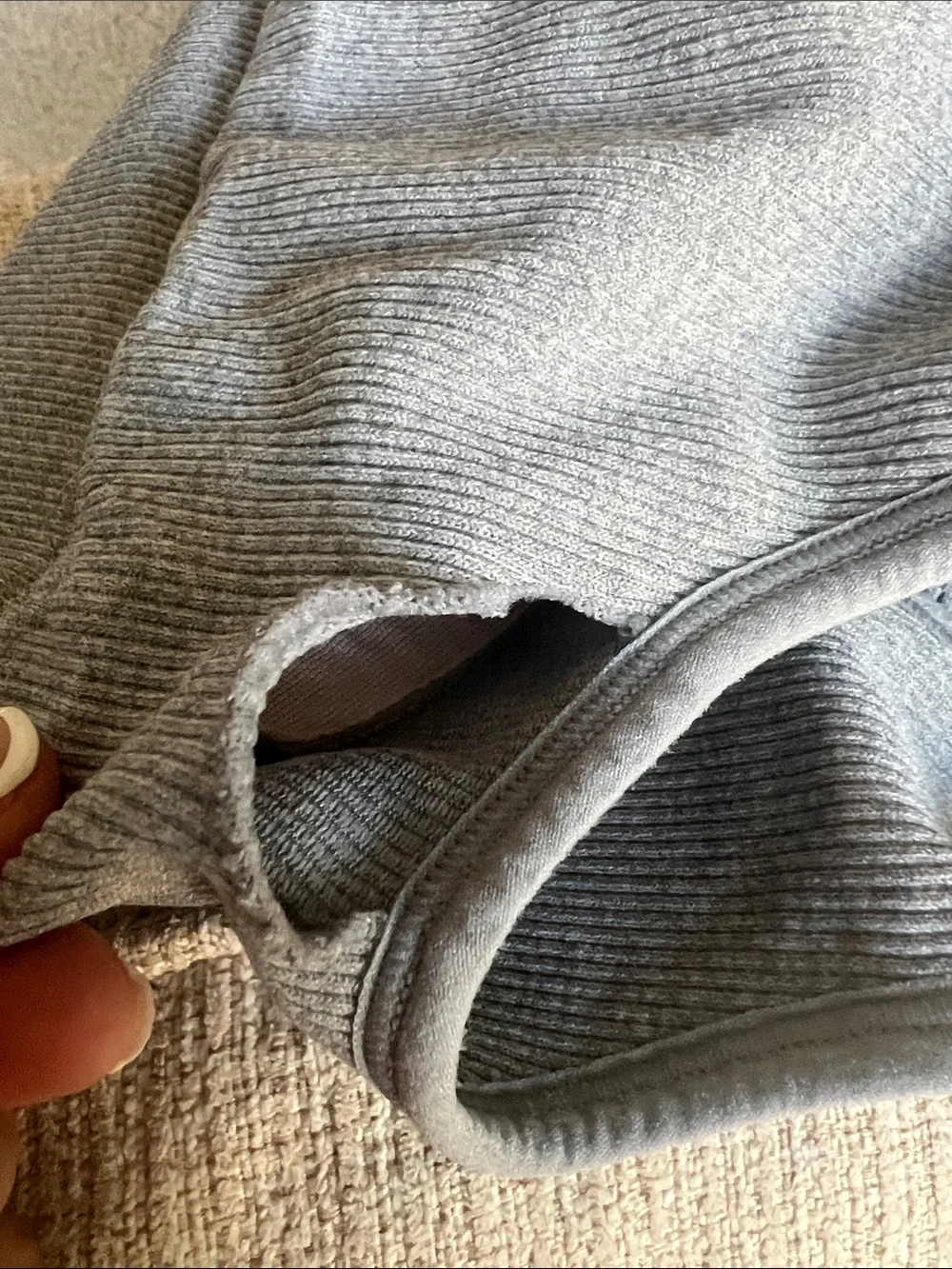 90 Degree By Reflex Ribbed V-Neck Sports Bralette in Light Gray - Picture 7 of 7